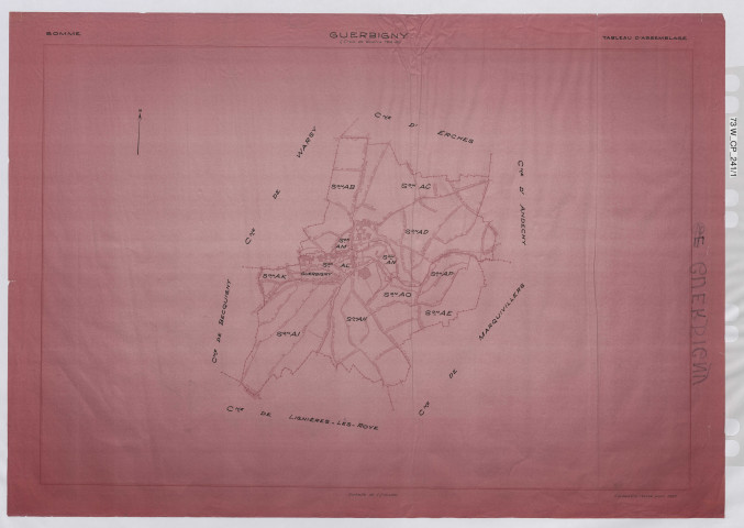 Plan du cadastre rénové - Guerbigny : tableau d'assemblage (TA)