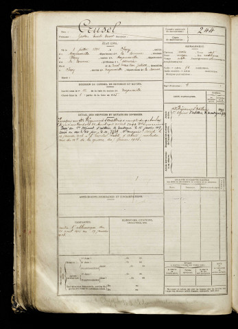 Crusel, Gaston Emile Ernest, né le 08 juillet 1896 à Chépy (Somme), classe 1916, matricule n° 244, Bureau de recrutement d'Abbeville