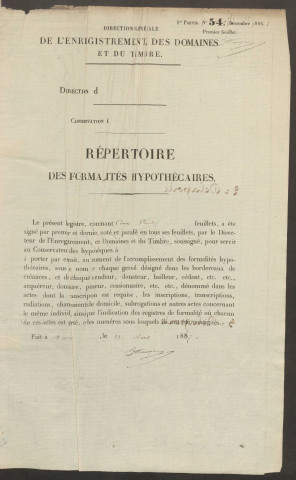 Répertoire des formalités hypothécaires, du 29/08/1888 au 16/03/1889, volume n° 153 (Conservation des hypothèques de Doullens)