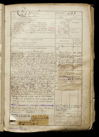 Crimet, Gaston Camille, né le 17 juillet 1890 à Cambron (Somme), classe 1910, matricule n° 653, Bureau de recrutement d'Abbeville
