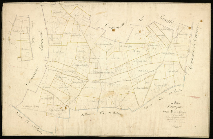 Plan du cadastre napoléonien - Vraignes-en-Vermandois (Vraignes) : Bruyère (La), B