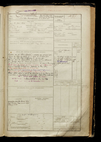 Trouillet, André Léon Ferdinand, né le 01 juin 1900 à Beuvraignes (Somme), classe 1920, matricule n° 497, Bureau de recrutement de Péronne