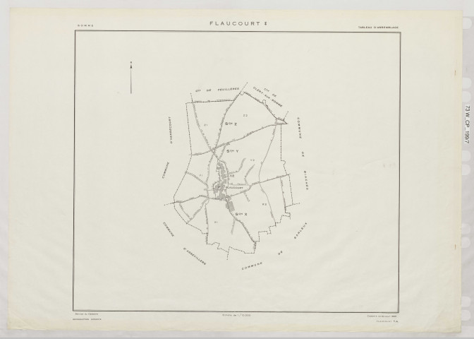 Plan du cadastre rénové - Flaucourt : tableau d'assemblage (TA)