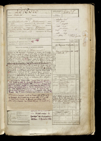 Lefèvre, Victor, né le 23 décembre 1889 à Hallencourt (Somme), classe 1909, matricule n° 1405, Bureau de recrutement d'Abbeville