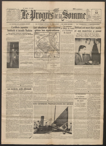 Le Progrès de la Somme, numéro 21153 bis, 12 août 1937