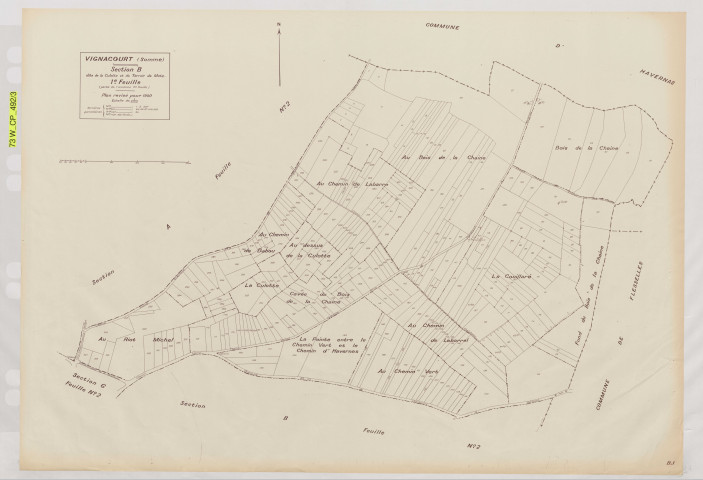 Plan du cadastre rénové - Vignacourt : section B1