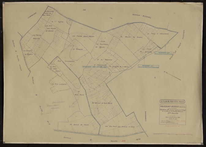 Plan du cadastre rénové - Yaucourt-Bussu : section B1