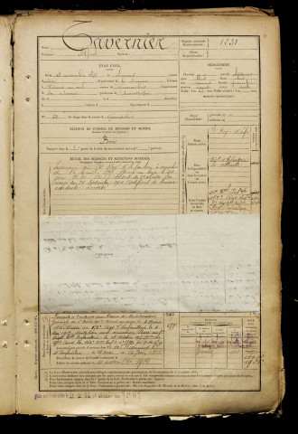 Tavernier, Alfred, né le 14 novembre 1877 à Amiens (Somme), classe 1897, matricule n° 1231, Bureau de recrutement d'Abbeville