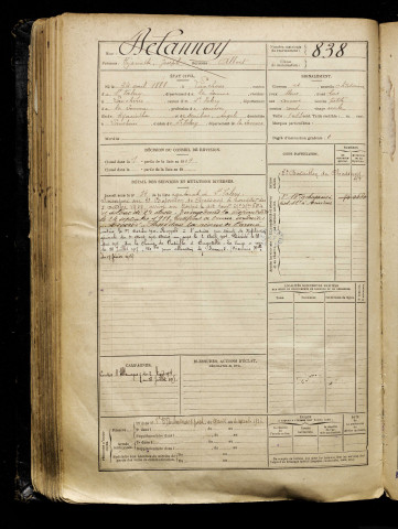 Delannoy, Hyacinthe Joseph, né le 24 avril 1888 à Lanchères (Somme), classe 1908, matricule n° 838, Bureau de recrutement d'Abbeville