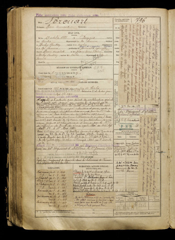 Brouart, Henri Armand, né le 29 octobre 1888 à Baizieux (Somme), classe 1908, matricule n° 796, Bureau de recrutement d'Amiens