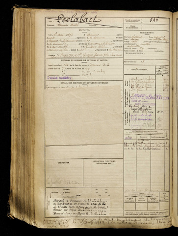 Leclabart, Maurice André, né le 06 mai 1894 à Amiens (Somme), classe 1914, matricule n° 846, Bureau de recrutement d'Amiens