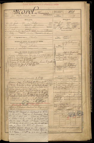 Morel de Foucaucourt d'andevanne, Jean Claude Robert, né le 20 février 1871 à Belloy-en-Santerre (Somme), classe 1891, matricule n° 919, Bureau de recrutement de Péronne