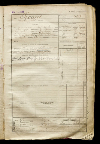Picard, Alfred Georges Vital, né le 26 janvier 1901 à Pont-Noyelles (Somme), classe 1921, matricule n° 553, Bureau de recrutement d'Amiens