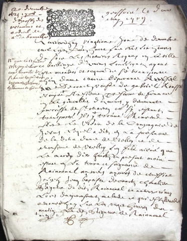 Etude de Me Nicolas Carpentier à Amiens (étude n°16). Minutes de l'année 1708