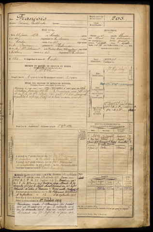 François, Irénée Faidherbe, né le 28 juin 1872 à Corbie (Somme), classe 1892, matricule n° 205, Bureau de recrutement d'Amiens