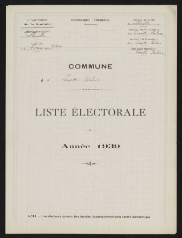 Liste électorale : Lamotte-Buleux