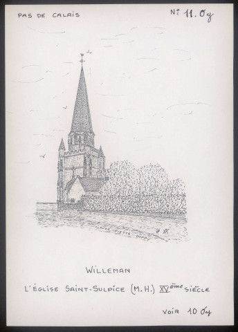 Willeman (Pas-de-Calais) : église Saint-Sulpice, façade ouest - (Reproduction interdite sans autorisation - © Claude Piette)