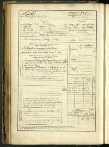 Dodé, Ulrich Arthur Alexandre, né le 8 mars 1862 à Clichy (Hauts-de-Seine, France), classe 1882, matricule n° 127, Bureau de recrutement de Péronne