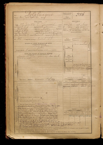 Delplanque, Marie Joseph Désiré Léon, né le 27 juin 1875 à Pernois (Somme), classe 1895, matricule n° 916, Bureau de recrutement d'Amiens