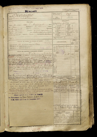 Devraigne, André Antoine Simon, né le 21 mai 1896 à Croixrault (Somme), classe 1916, matricule n° 197, Bureau de recrutement d'Amiens