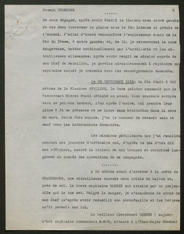 Témoignage de Duchesne, Joseph et correspondance avec Jacques Péricard