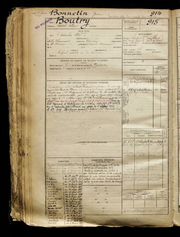 Boutry, Joseph Albert, né le 04 décembre 1894, classe 1914, matricule n° 915, Bureau de recrutement d'Abbeville