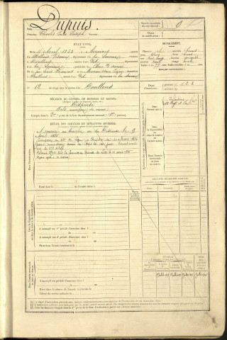 Dupuis, Charles Jules Joseph, né le 04 avril 1863 à Airaines (Somme, France), classe 1883, matricule n° 9, Bureau de recrutement d'Abbeville