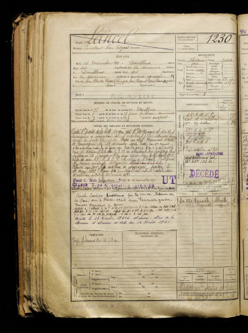 Lancel, Contant Léon Edgard, né le 16 décembre 1899 à Doullens (Somme), classe 1919, matricule n° 1230, Bureau de recrutement d'Abbeville