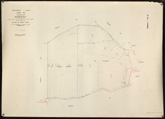 Plan du cadastre rénové - Brucamps : section ZB