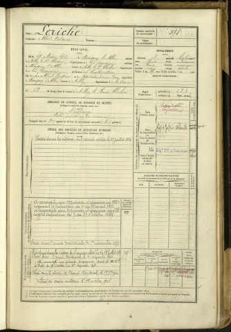 Leriche, Alfred Octave, né le 18 août 1860 à Buigny-l'Abbé (Somme, France), classe 1880, matricule n° 378, Bureau de recrutement d'Abbeville
