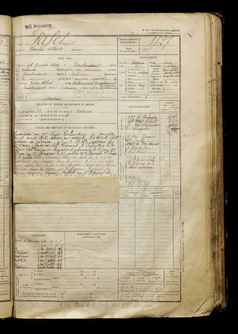 Fafet, Charles Albert, né le 16 janvier 1899 à Toutencourt (Somme), classe 1919, matricule n° 1127, Bureau de recrutement d'Abbeville