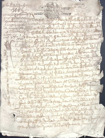 Etude de Me Henri Louette à Amiens (étude n°22). Minutes de l'année 1685