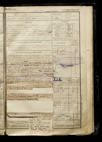 Haye, André Armand Emile, né le 30 septembre 1897 à Amiens (Somme), classe 1917, matricule n° 921, Bureau de recrutement d'Amiens