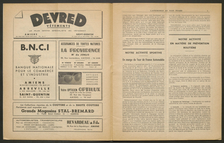 L'Automobile au Pays Picard. Revue de l'Automobile et du Tourisme. Organe officiel de l'Automobile-Club de Picardie et de l'Aisne, 390, octobre 1957