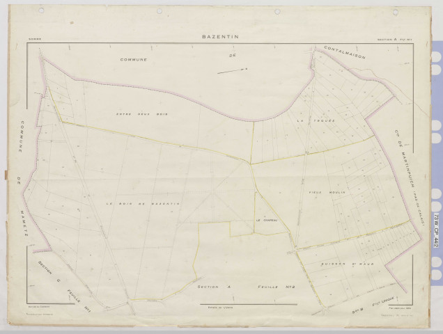 Plan du cadastre rénové - Bazentin : section A2