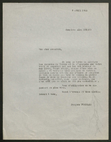Témoignage de Renaud, Alexandre (Adjudant devenu docteur en pharmacie) et correspondance avec Jacques Péricard