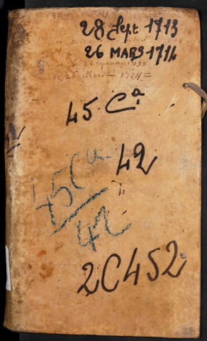 Contrôle des actes du bureau d’Amiens pour la période du 28 septembre 1713 au 26 mars 1714