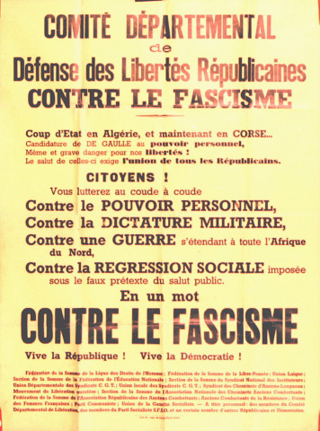 Comité départemental de Défense des Libertés Républicaines contre le fascisme