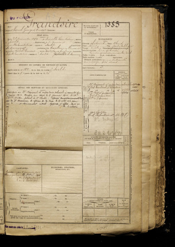 Grandsire, Marcel Georges Ernest, né le 22 novembre 1897 à Friville-Escarbotin (Somme), classe 1917, matricule n° 1385, Bureau de recrutement d'Abbeville