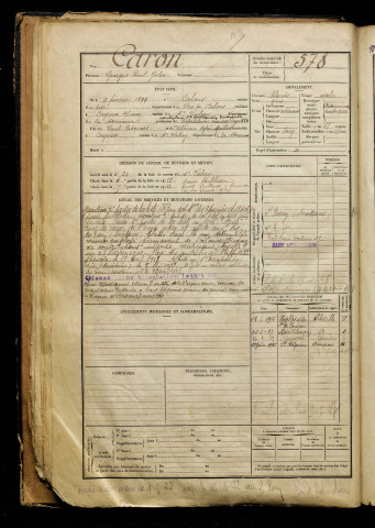 Caron, Georges Paul Jules, né le 09 février 1899 à Calais (Pas-de-Calais), classe 1919, matricule n° 578, Bureau de recrutement d'Abbeville