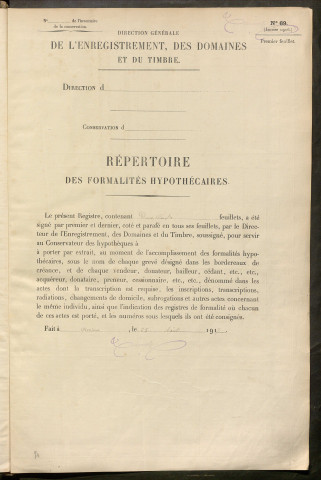 Répertoire des formalités hypothécaires, du 30/12/1875 au 04/04/1876, registre n° 256 (Péronne)