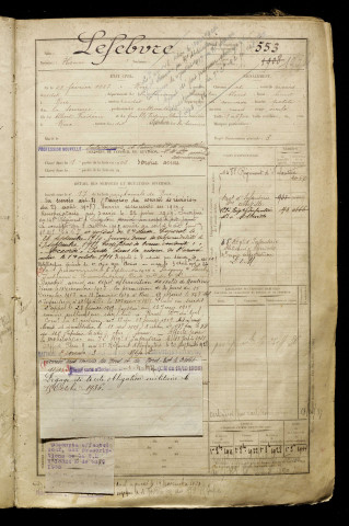 Lefebvre, Henri, né le 28 février 1887 à Rue (Somme), classe 1907, matricule n° 553, Bureau de recrutement d'Abbeville
