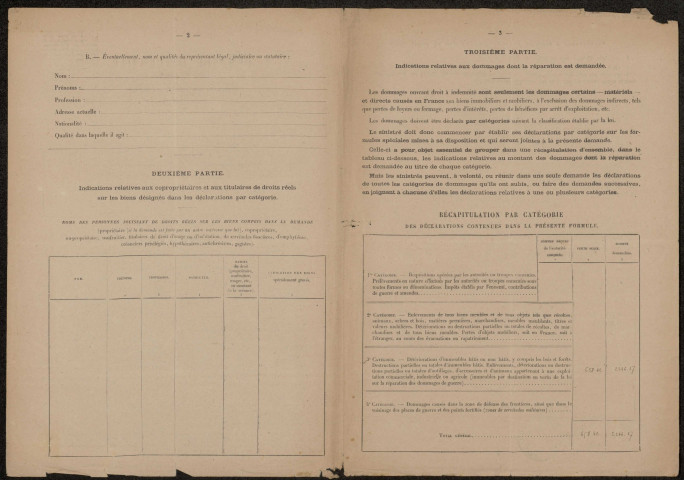 Péronne. Demande d'indemnisation des dommages de guerre : dossier Ancelin