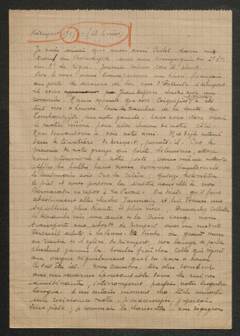 Témoignage de Abel, G. (Brancardier) et correspondance avec Jacques Péricard