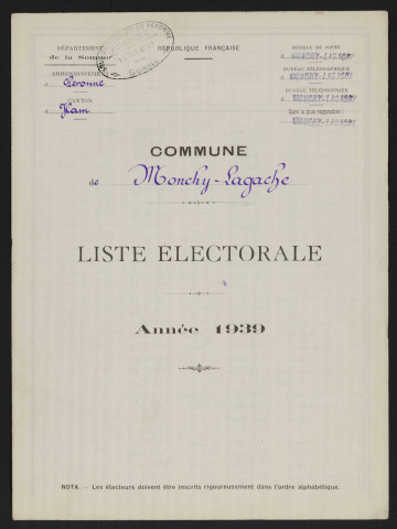 Liste électorale : Monchy-Lagache