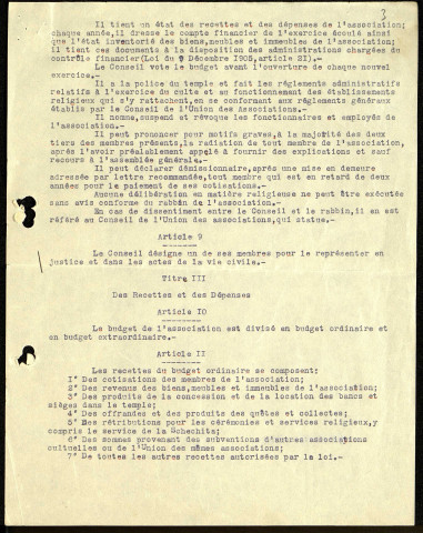 Statuts de l'Association Israélite du département de la Somme