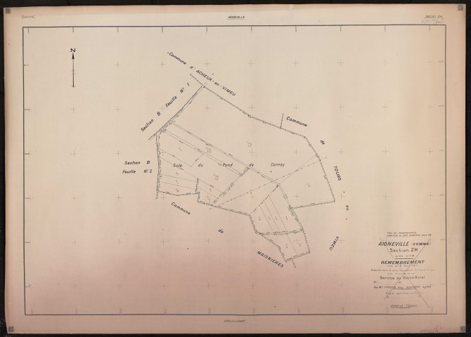 Plan du cadastre rénové - Aigneville : section ZH