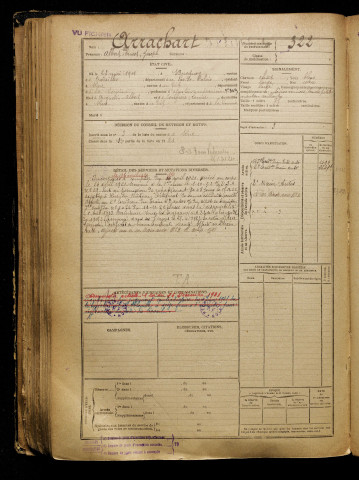 Arrachart, Albert Ernest Joseph, né le 23 mai 1901 à Bucquoy (Pas-de-Calais), classe 1921, matricule n° 322, Bureau de recrutement d'Abbeville