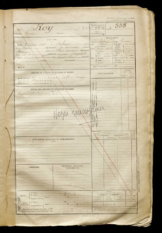 Roy, André, né le 06 février 1901 à Saleux (Somme), classe 1921, matricule n° 555, Bureau de recrutement d'Amiens