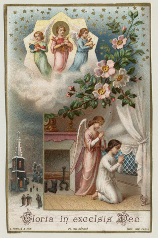 Gloria in excelsis Deo. Prière du soir d'un enfant avec son ange gardien